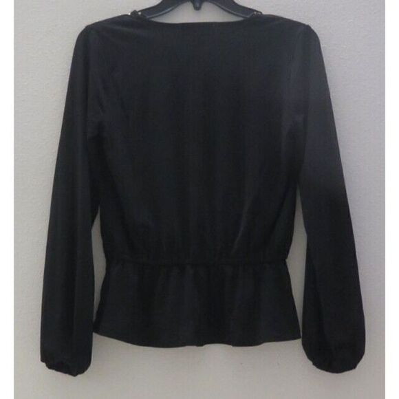 Michael Michael Kors Women's Sz XS Black Long Sleeve Blouse w/Gold Studs $98+ - Picture 2 of 10